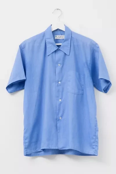 Vintage 1970s Short Sleeve Light Blue Button Up Pocket Shirt