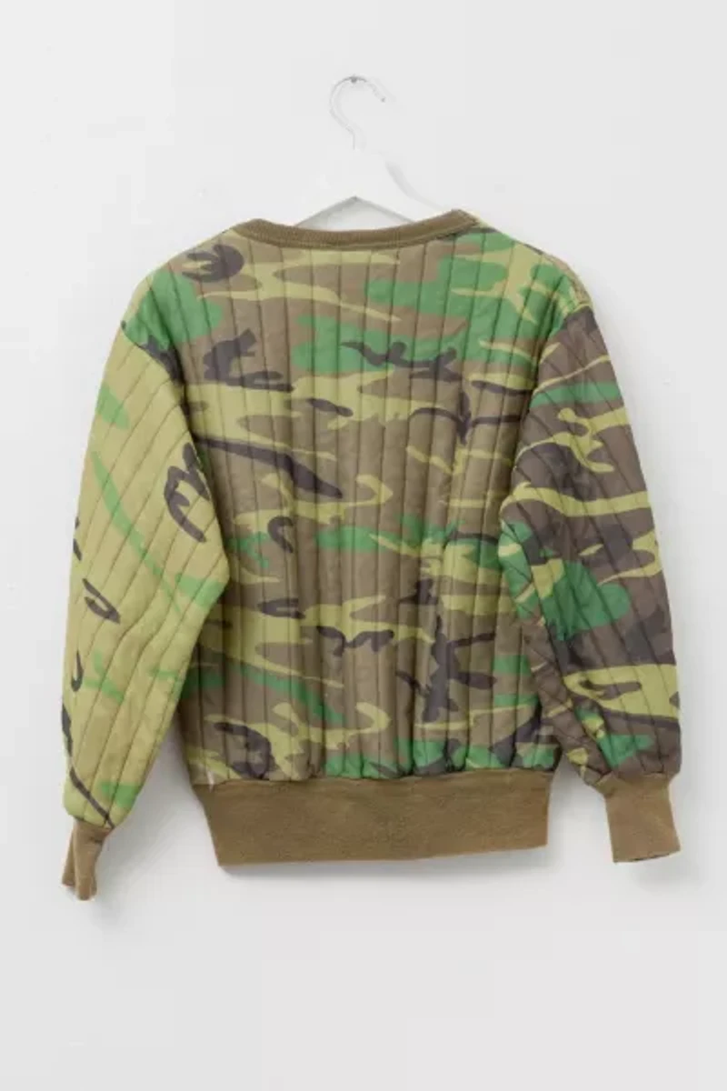 Vintage 1980s Distressed Camouflage Long Sleeve Insulated Thermal Sweatshirt