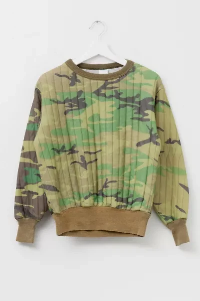 Vintage 1980s Distressed Camouflage Long Sleeve Insulated Thermal Sweatshirt