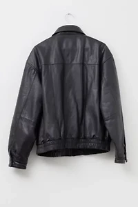 Vintage 1990s NASCAR Black Leather Embroidered Jacket