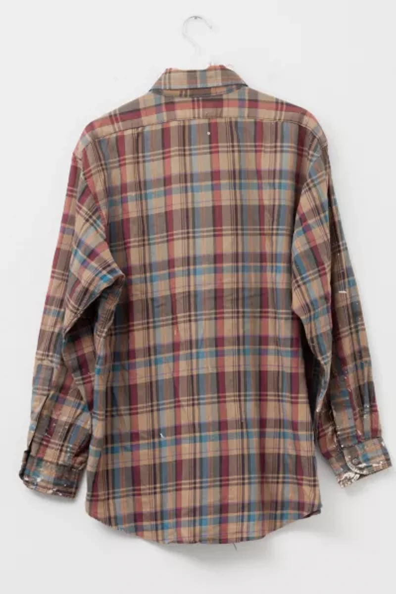 Vintage 1990s Pendleton Distressed Plaid Button Up Cotton Shirt