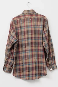 Vintage 1990s Pendleton Distressed Plaid Button Up Cotton Shirt