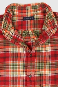 Vintage Land's End Flannel Button-Down Shirt