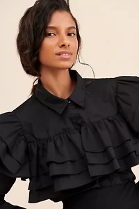 English Factory Bell Sleeve Ruffled Shirt