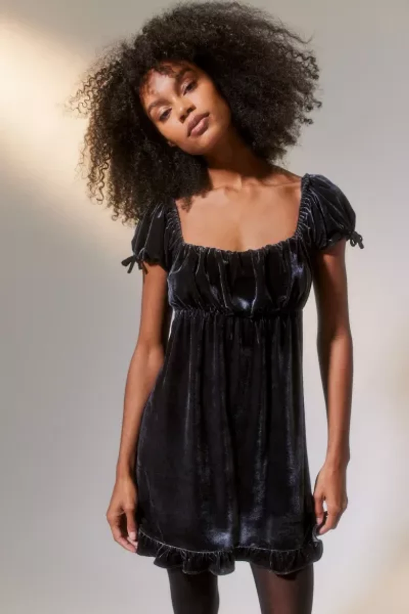 Claudette Velvet Babydoll Dress