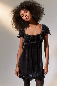 Claudette Velvet Babydoll Dress