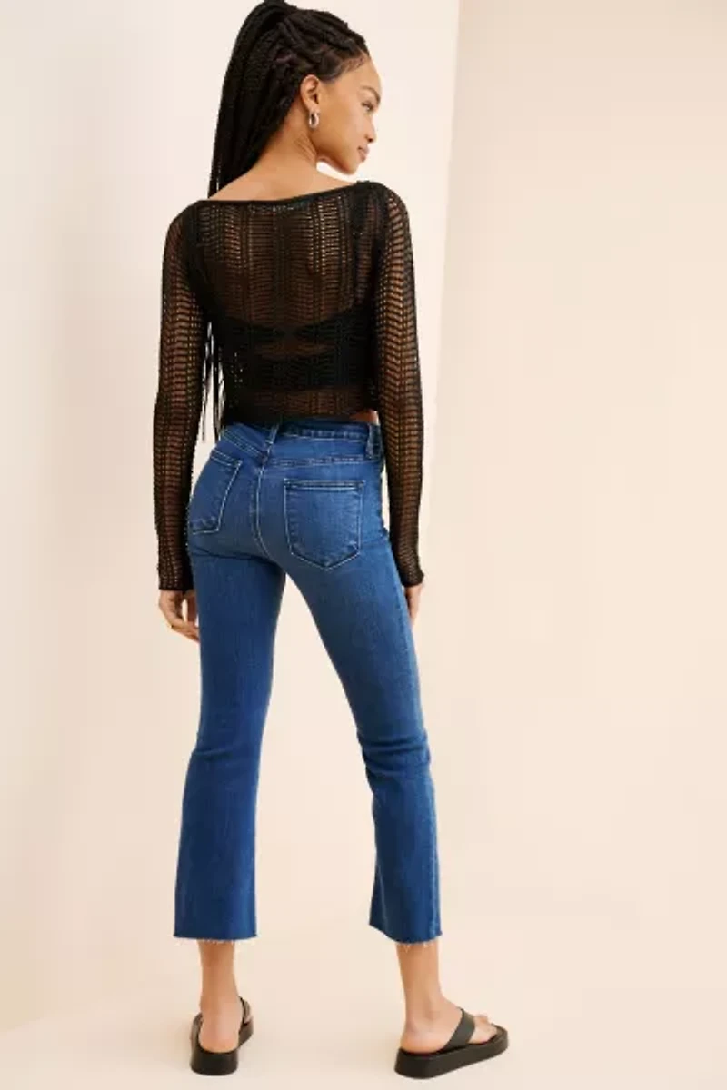 JUST BLACK DENIM Tonal Crop Flare Jeans