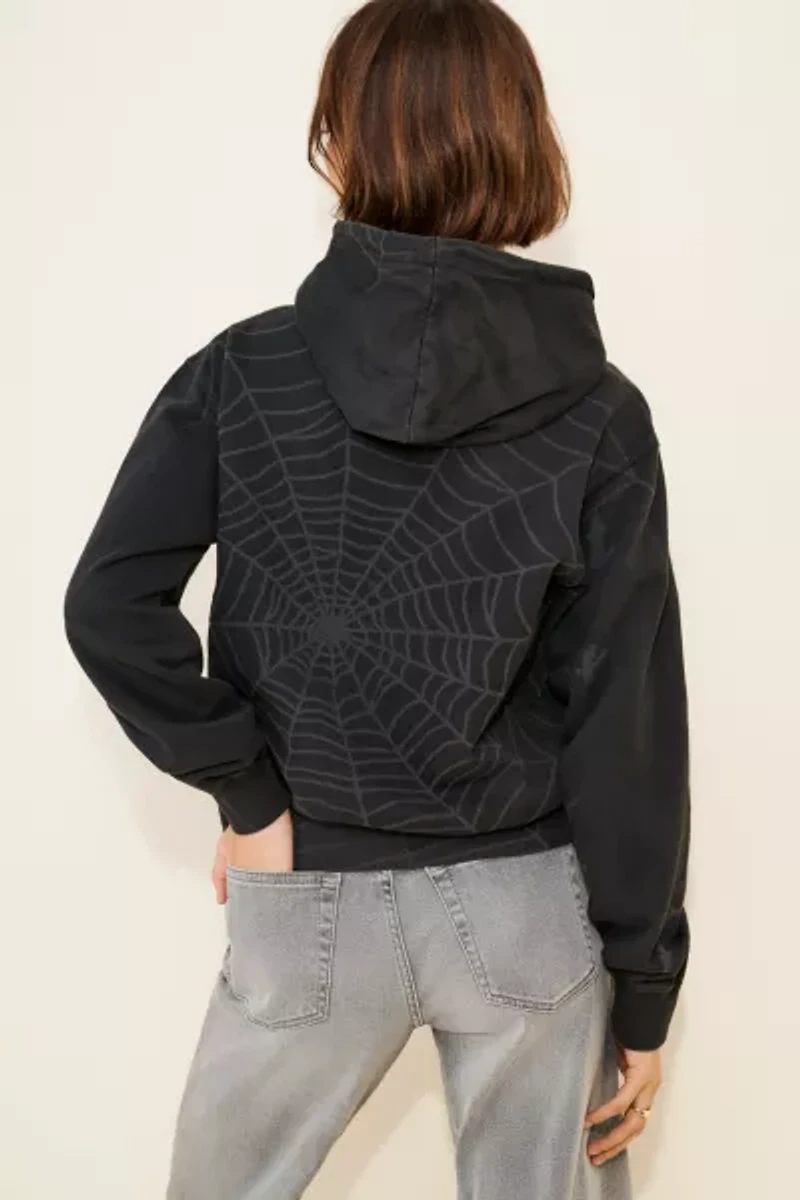 BDG Bonfire Allover Print Cropped Hoodie Sweatshirt