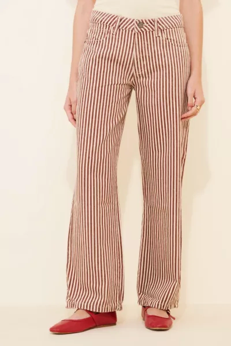 Daisy Street Mid-Rise Denim Stripe Jeans