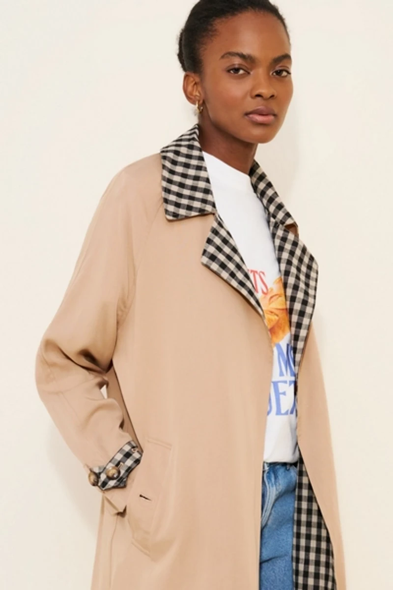 4SI3NNA Stella Gingham Trench Coat