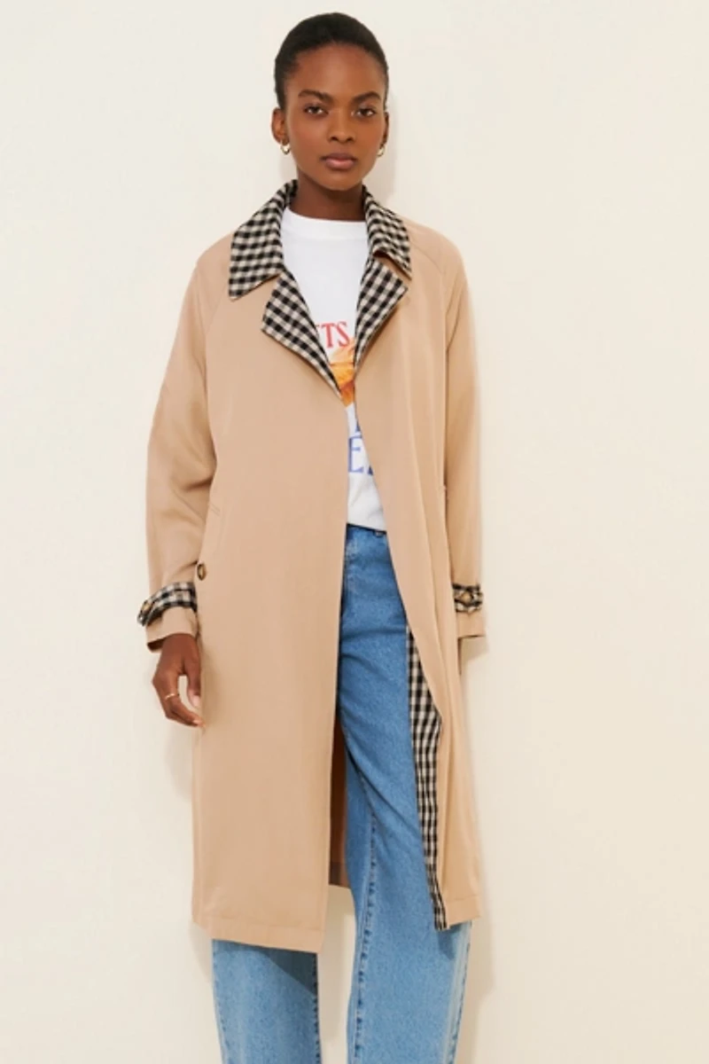 4SI3NNA Stella Gingham Trench Coat