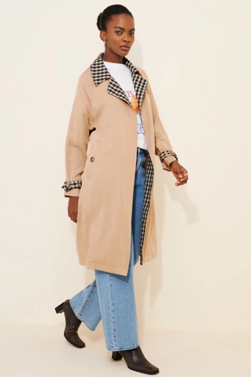 4SI3NNA Stella Gingham Trench Coat