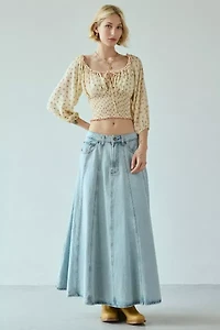 Daylight Smocked Tie-Front Cropped Blouse