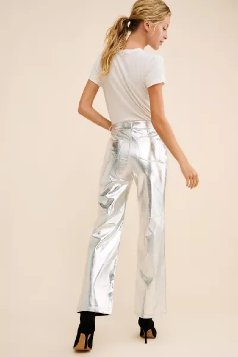 Glamorous Shine Vegan Leather Wide-Leg Pants
