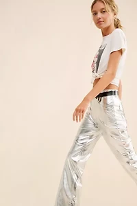 Glamorous Shine Vegan Leather Wide-Leg Pants
