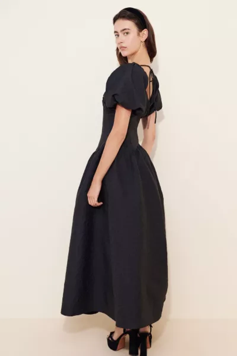 Glamorous Drop Waist Puff Sleeve Maxi Dress