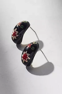 Floral Rhinestone Enameled Teardrop Earring
