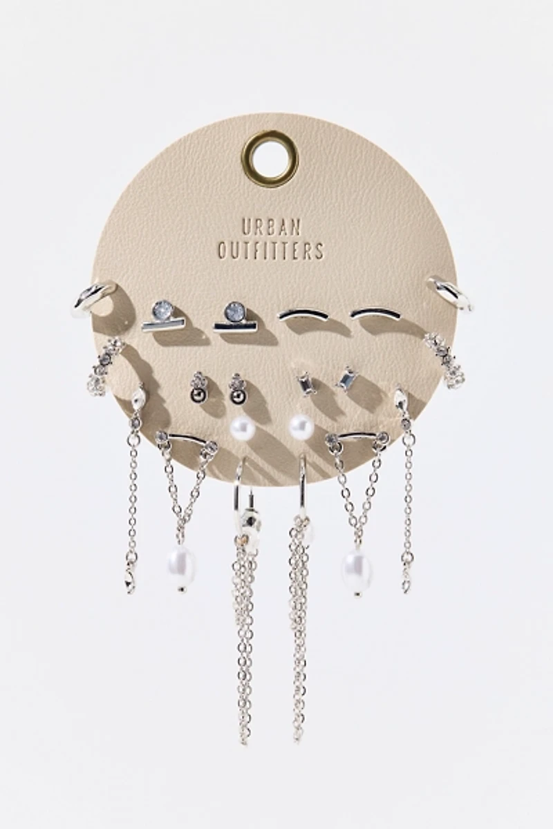 In Space Rhinestone & Pearl Multi Earring Set