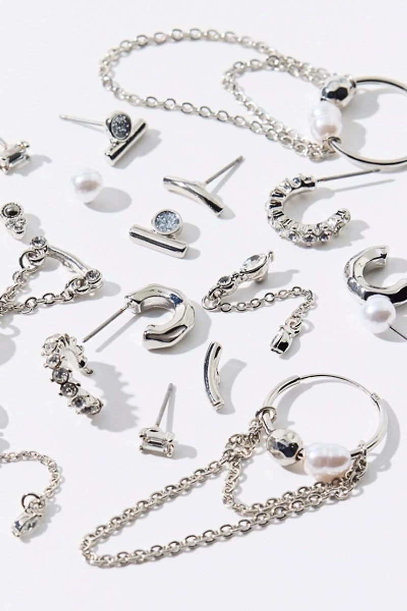 In Space Rhinestone & Pearl Multi Earring Set