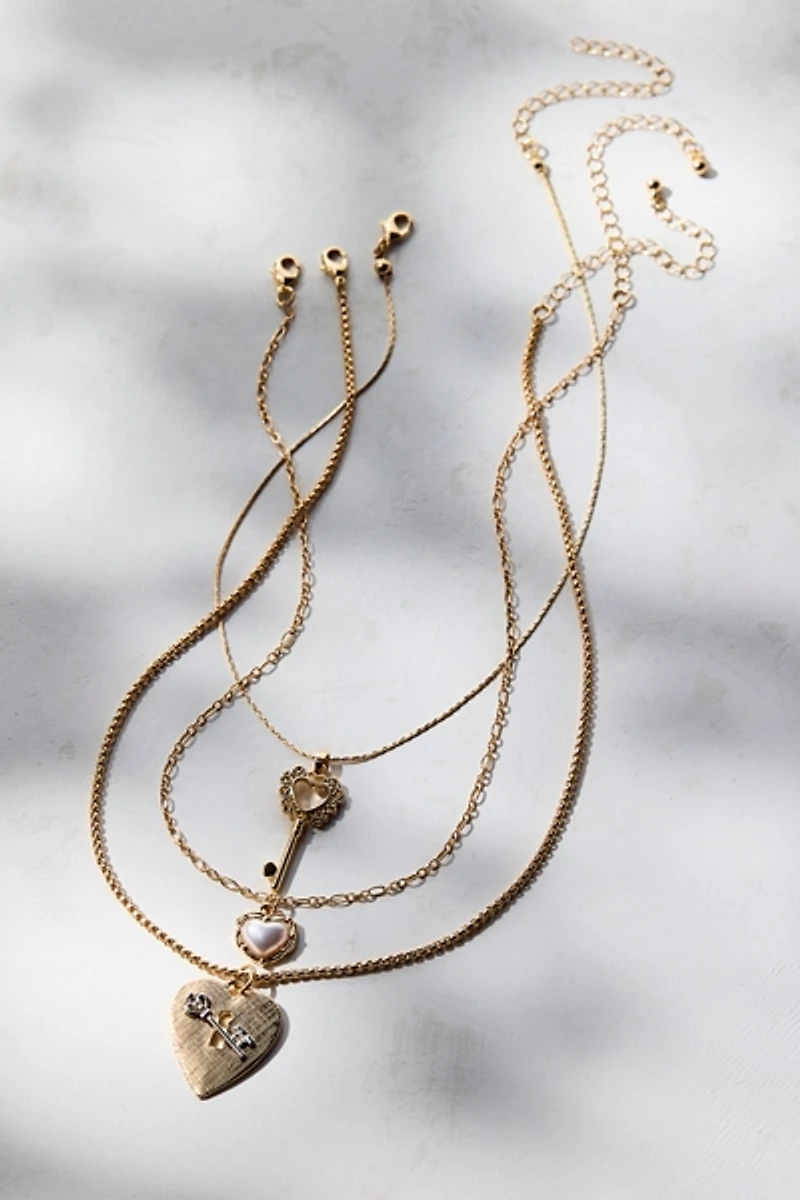 Key To My Heart Romantic Layering Necklace Set