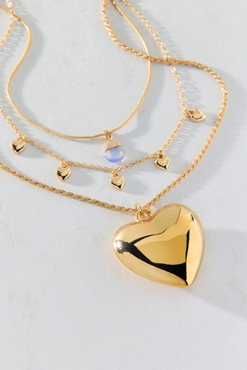 Myth Of Love Heart Pendant Layering Necklace Set