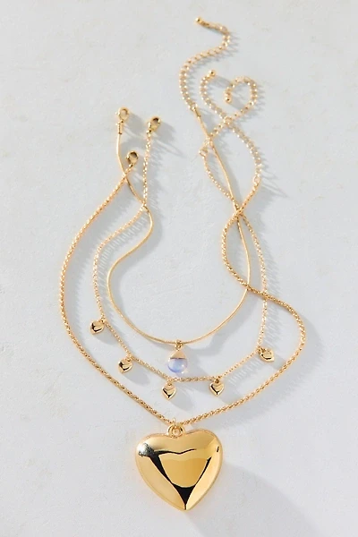 Myth Of Love Heart Pendant Layering Necklace Set