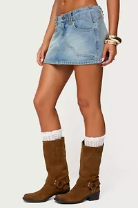 Edikted Tory Western Denim Mini Skirt
