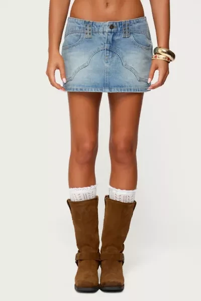 Edikted Tory Western Denim Mini Skirt