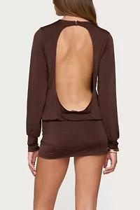 Edikted Guilia Backless Long Sleeve Romper
