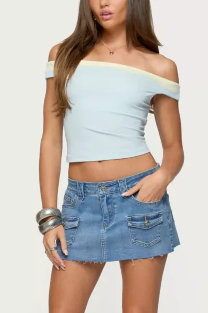 Edikted Lury Denim Mini Skort