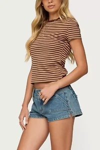 Edikted Keinan Low Rise Denim Shorts