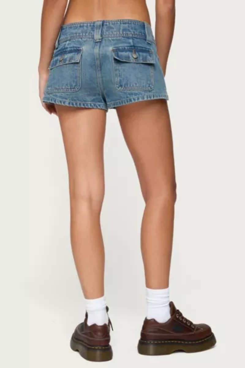 Edikted Keinan Low Rise Denim Shorts