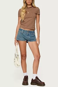 Edikted Keinan Low Rise Denim Shorts
