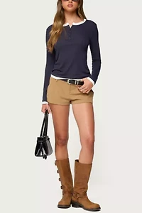 Edikted Kyler Corduroy Micro Shorts