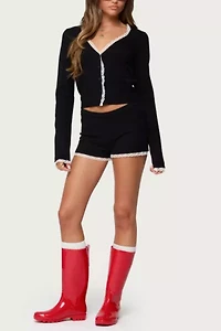 Edikted Sansa Lacey Knit Micro Shorts