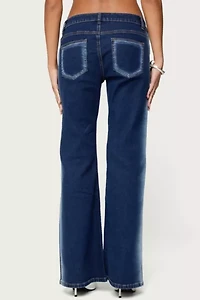 Edikted Airbrushed Low Rise Flared Jeans