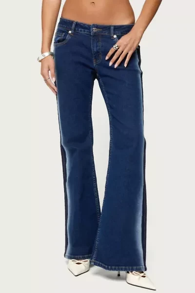 Edikted Airbrushed Low Rise Flared Jeans