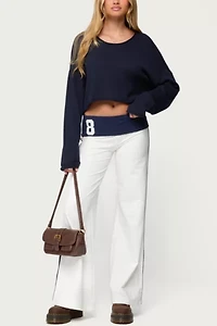 Edikted 8 Contrast Fold Over Wide Leg Pants