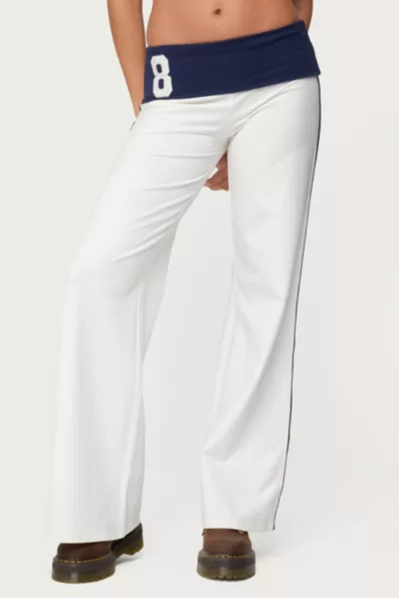 Edikted 8 Contrast Fold Over Wide Leg Pants
