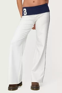 Edikted 8 Contrast Fold Over Wide Leg Pants