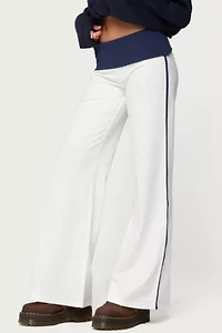 Edikted 8 Contrast Fold Over Wide Leg Pants