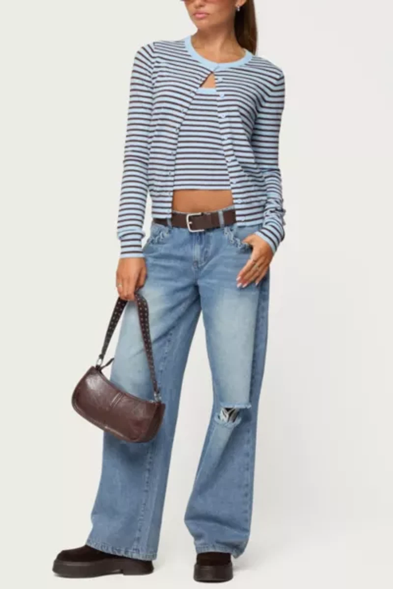 Edikted Dutton Distressed Low Rise Jeans