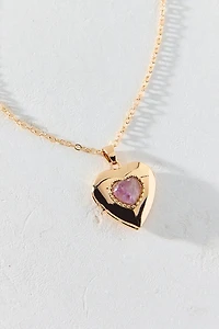 Victorian Dream Stone Heart Locket Necklace