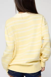 Edikted Rilynn Striped Polo Sweater