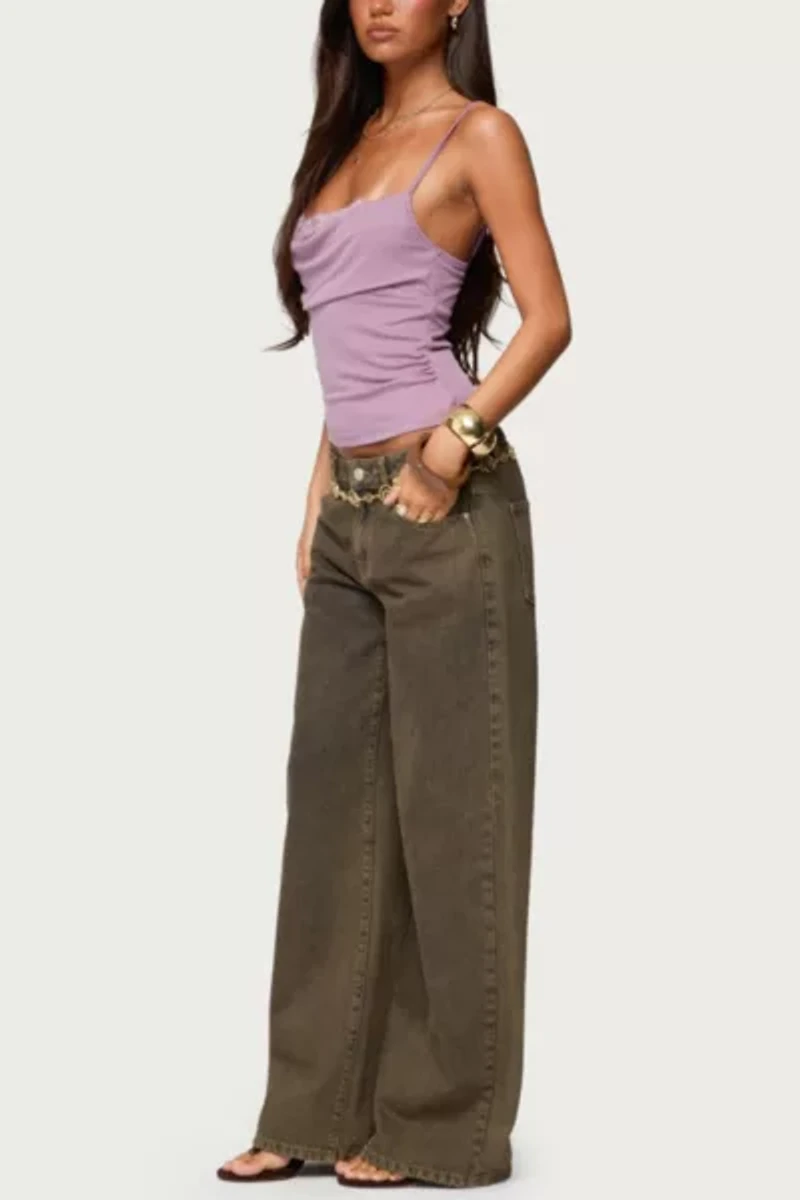 Edikted Bobbie Layered Lace Cowl Neck Top