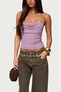 Edikted Bobbie Layered Lace Cowl Neck Top
