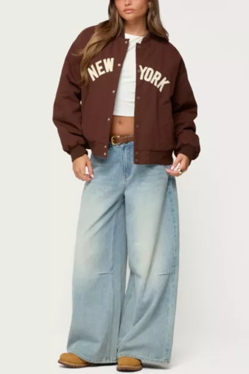 Edikted Big Apple Oversized Bomber Jacket