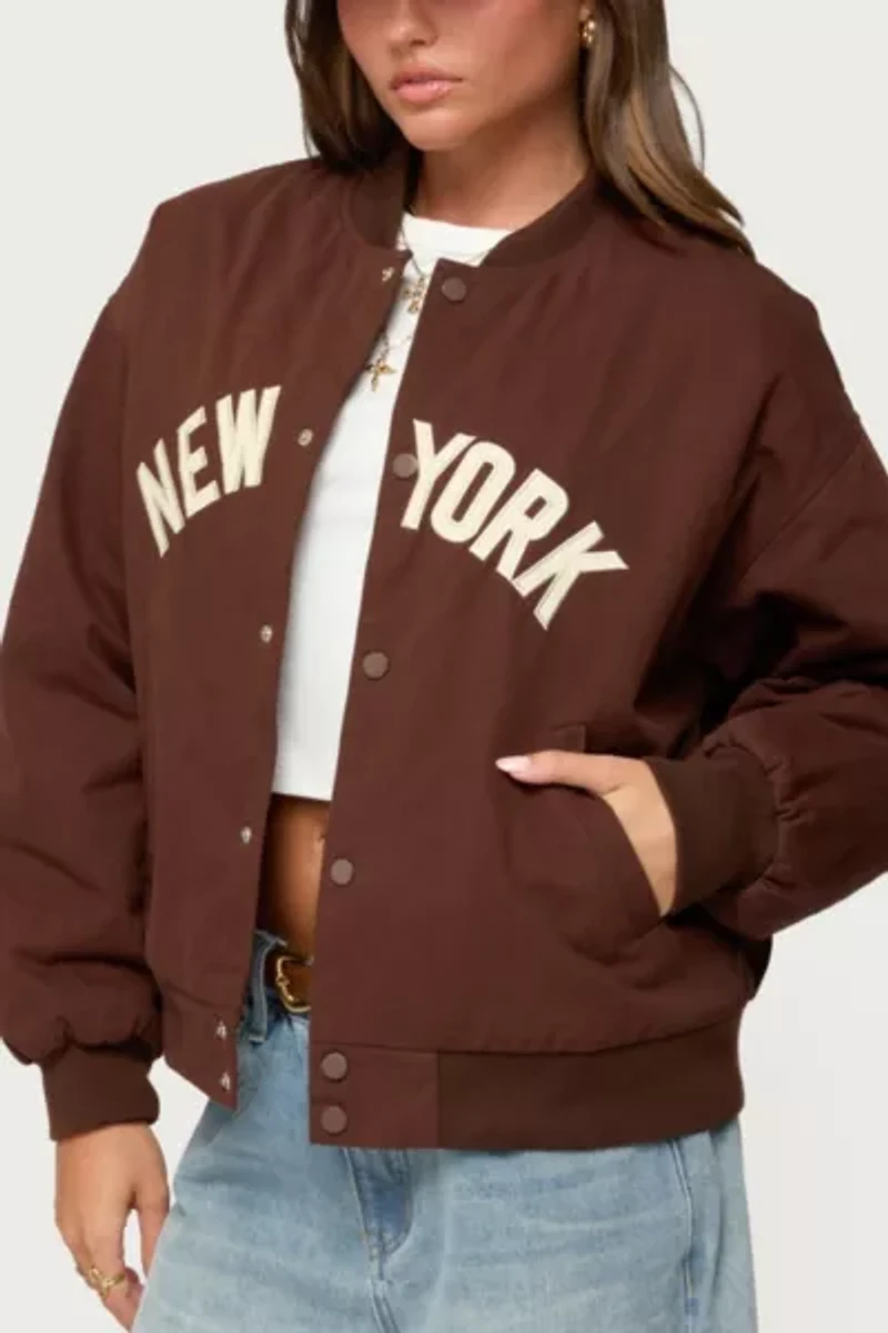 Edikted Big Apple Oversized Bomber Jacket