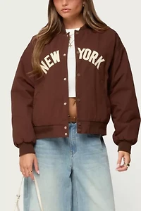 Edikted Big Apple Oversized Bomber Jacket