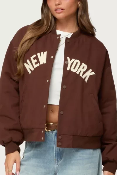 Edikted Big Apple Oversized Bomber Jacket